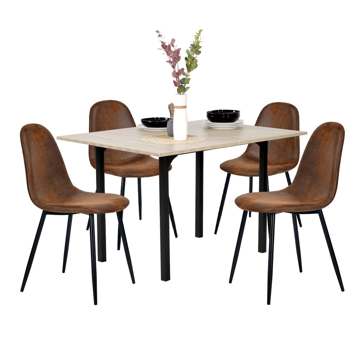 6 moderne de chaises de salle à manger salle à manger chaise table En Cuir Synthétique Meubles Cozy Brown